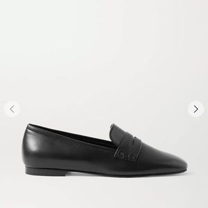KHAITE Carlisle Loafers Flats in Black Leather, Sz IT 37.5